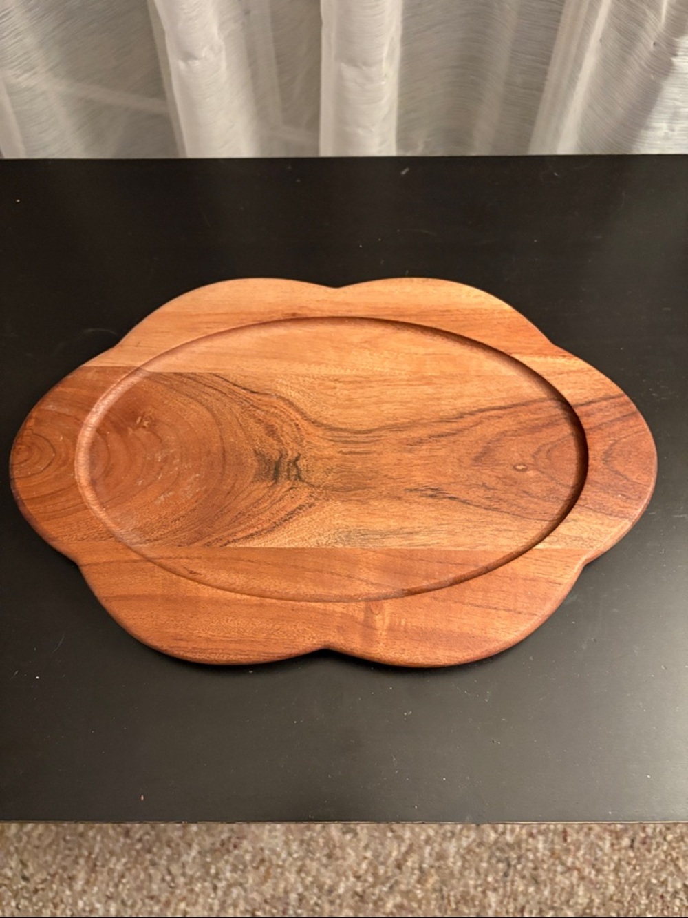 Hearth & Hand Oval Floral-Edged Wooden Serving Platter - Brown